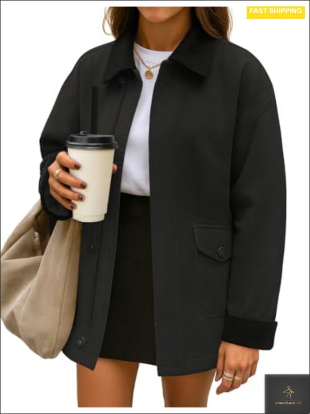 Womens Lightweight Cotton Barn Jacket Loose Fit Casual Long Sleeve Coat